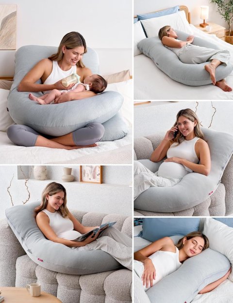 Buy Momcozy U-Shaped Pregnancy Pillow with Cooling Cover Online | Full Body Maternity Pillow for Side Sleepers