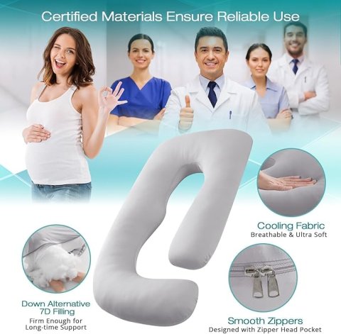 Buy Sasttie Cooling U-Shaped Pregnancy Pillow Online | Full Body Maternity Pillow for Sleeping