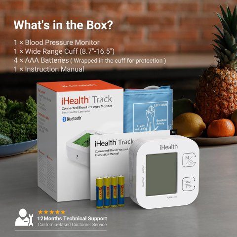 Buy iHealth Track Smart Upper Arm Blood Pressure Monitor Online | Bluetooth Blood Pressure Machine with Wide Range Cuff
