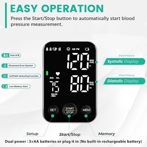 Buy Oklar Upper Arm Blood Pressure Monitor Online | Digital BP Machine for Home Use with Large LED Display