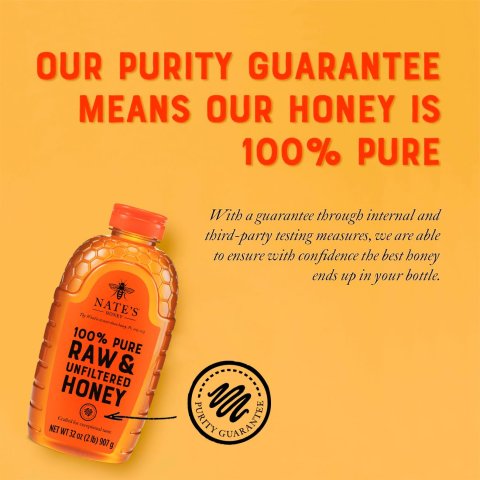 Buy Nate's 100% Pure Raw & Unfiltered Honey Online | Natural Premium Honey in 32 oz Squeeze Bottle