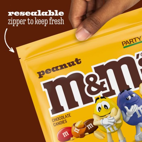 Buy M&M'S Peanut Milk Chocolate Candy Party Size Online | Resealable 38 oz Bulk Chocolate Candy Bag