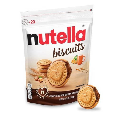 Buy Nutella Biscuits Cookies Filled with Nutella Hazelnut Spread Online | Crispy Italian Snack Cookies 9.7 oz