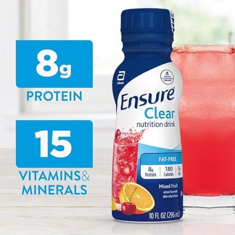 Buy Ensure Clear Mixed Fruit Nutritional Drink Online | High Protein Fat-Free Ready-to-Drink Nutrition Shake 12 Pack