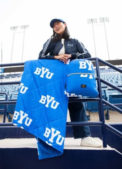 Buy BYU Cougars Hooded Stadium Everywhere Blanket Online | Ultra Soft Wearable NCAA Hooded Blanket