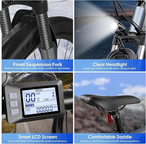 Buy Electric Bike for Adults Online | 1000W Peak Motor 26" Electric Mountain Bike with Removable Battery