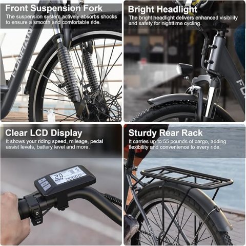 Buy Funhang 26" City Cruiser Electric Bike for Adults Online | 1000W Peak Commuter E-Bike with 48V Battery