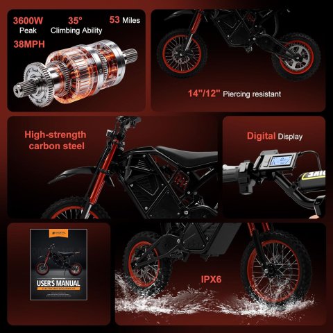 Buy Electric Dirt Bike for Teens & Adults Online | 3600W Mid-Drive Off-Road Electric Motorcycle