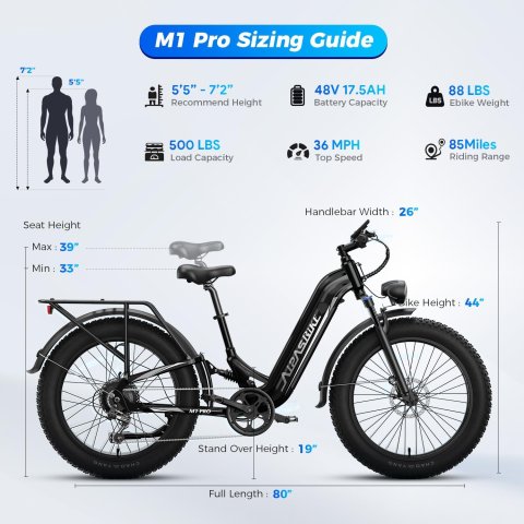 Buy Aipas M1 Pro Electric Bike Online | 1800W Peak Fat Tire Electric Mountain Bike for Adults
