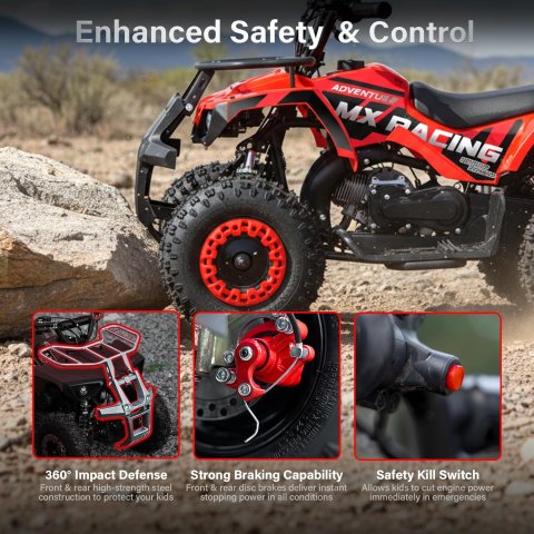 Buy 49cc Kids Gas ATV Online | All-Terrain Gas Powered 4-Wheeler with Hydraulic Brakes