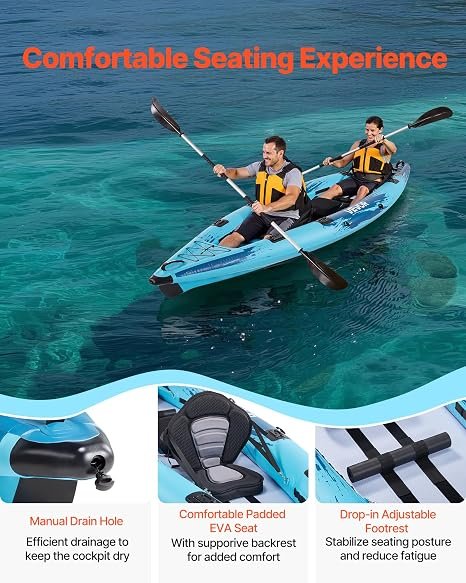 Buy VEVOR 2-Person Inflatable Kayak Online | 14'4" Family Touring Kayak with Pump, Paddles & Carry Bag