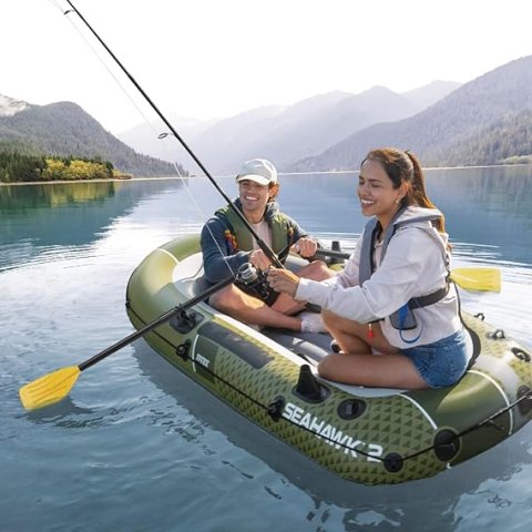 Buy Seahawk Inflatable Boat Online | Fishing & Recreational Inflatable Boat Set with Oars & Pump