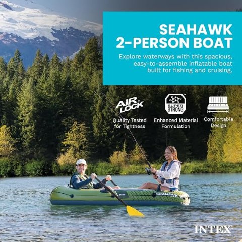Buy Seahawk Inflatable Boat Online | Fishing & Recreational Inflatable Boat Set with Oars & Pump