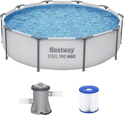 Buy Bestway Steel Pro MAX 10' x 30" Above Ground Swimming Pool Online | Round Family Pool with Filter Pump