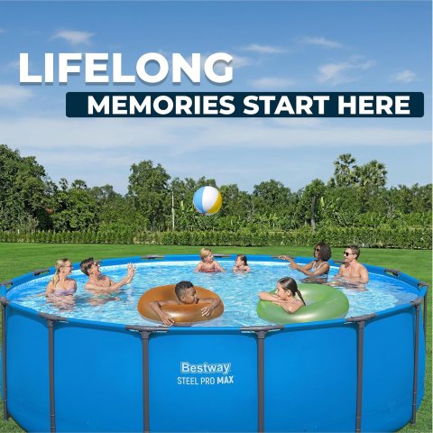 Buy Bestway Steel Pro MAX 15' x 48" Above Ground Swimming Pool Online | Round Backyard Pool (Pool Only)