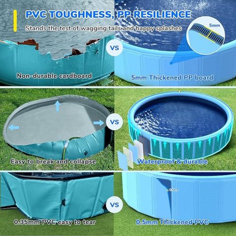 Buy 63-Inch Foldable Dog Pool Online | Heavy-Duty Non-Slip Splash Pool for Dogs & Kids