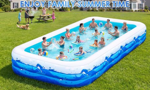 Buy Extra Large Inflatable Pool for Adults Online | 165" Family Blow-Up Swimming Pool with Cute Animal Print