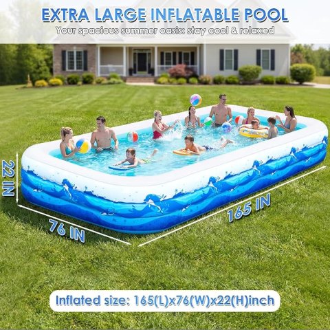 Buy Extra Large Inflatable Pool for Adults Online | 165" Family Blow-Up Swimming Pool with Cute Animal Print