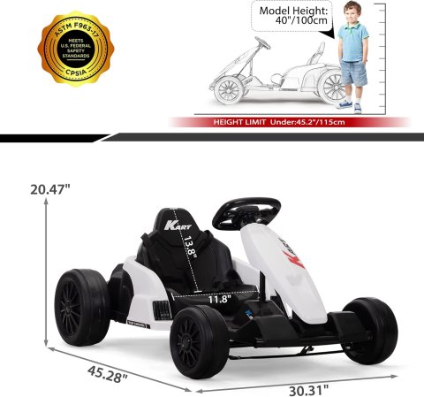 Buy TOBBI 24V Electric Go Kart for Kids Online | 8 MPH Battery-Powered Drift Kart with Safety Gear