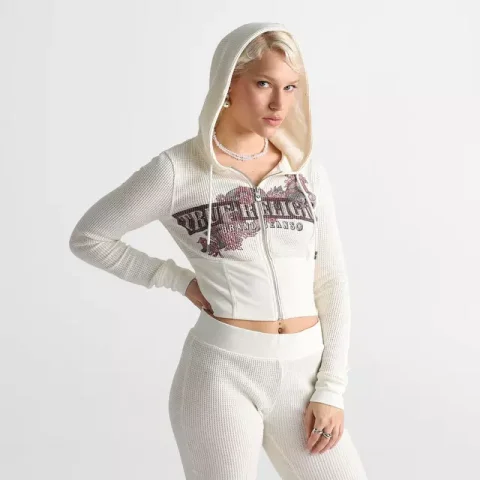 Waffle Knit Contour Zip Up Hoodie for Everyday Comfort