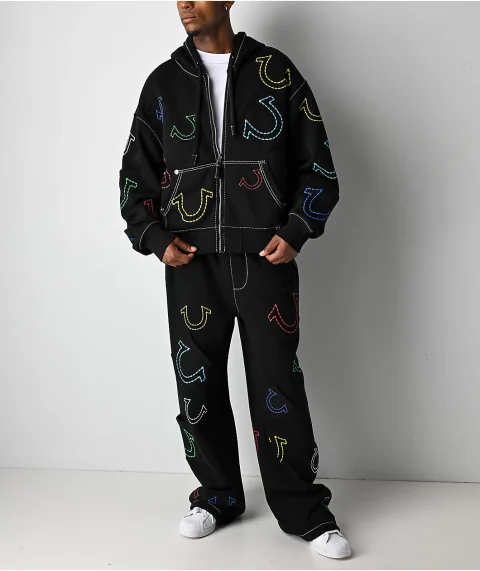 Buy True Religion Horseshoe Big T Boxy Zip Hoodie Online | Men's Winter Gym Jacket
