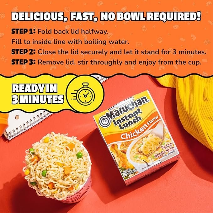 Buy Maruchan Instant Lunch Chicken Flavor Ramen Noodles Online | Japanese-Style Instant Noodle Soup 12 Pack
