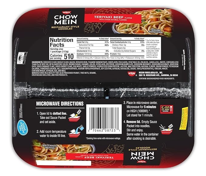 Buy Nissin Chow Mein Teriyaki Beef Noodles Online | Japanese-Style Instant Stir Fry Noodles 4 oz 8 Pack