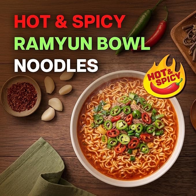 Buy Nongshim Gourmet Hot & Spicy Instant Ramen Bowl Online | Premium Microwavable Noodle Soup 3.03 oz 12 Pack