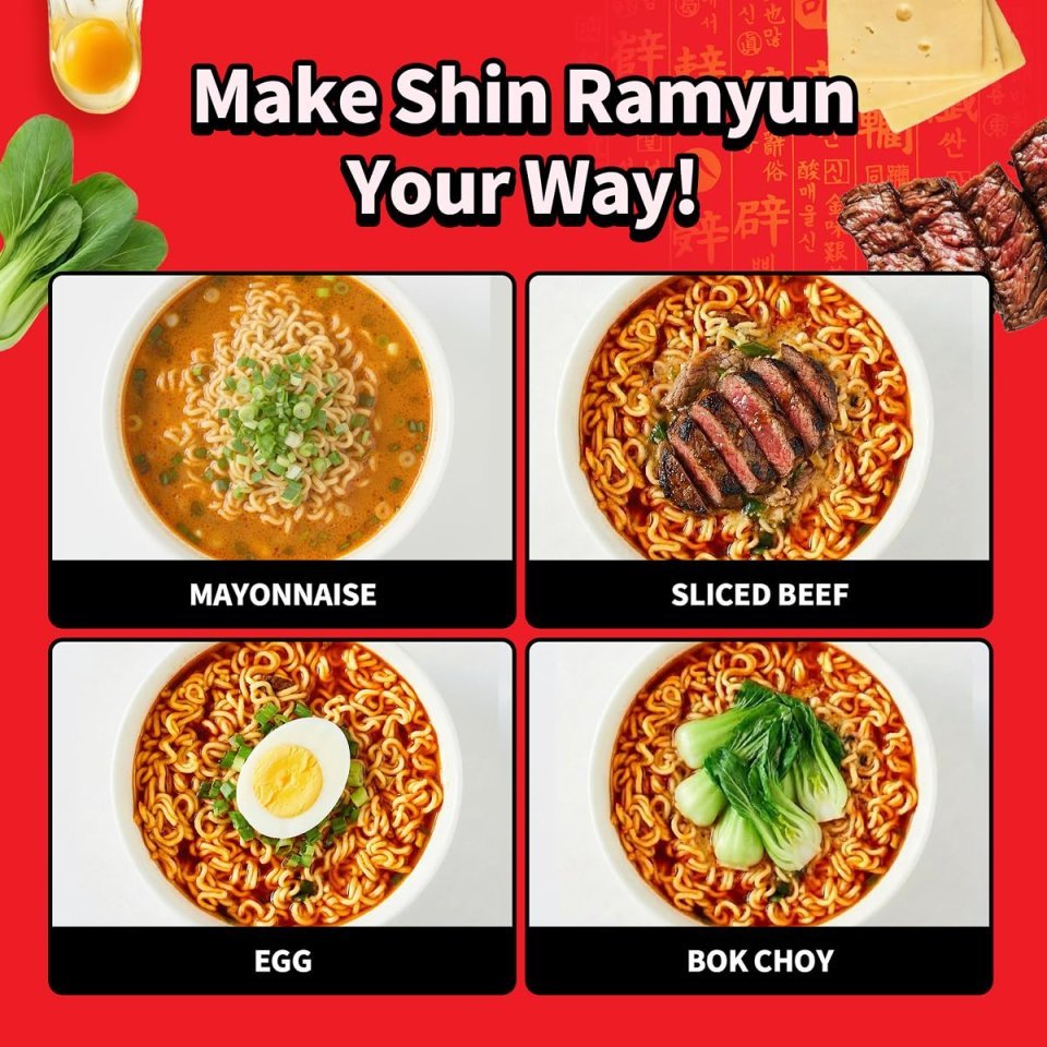 Buy Nongshim Shin Ramyun Bowl Noodles Online | Spicy Korean Instant Ramyun with Rich Beef Flavored Broth 3.03 oz 12 Pack