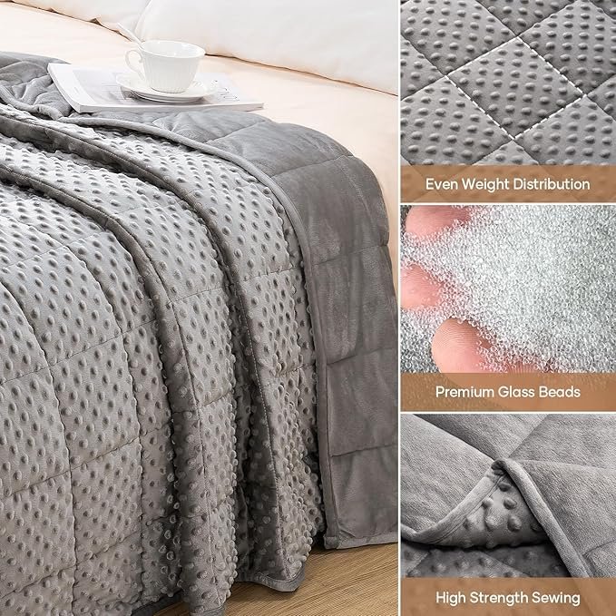 Buy Wemore Minky Dot Weighted Blanket Twin Size 15 lbs Online | Soft Weighted Blanket for Better Sleep & Stress Relief