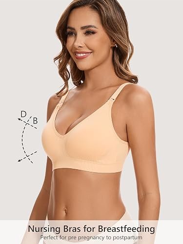 HBselect Nursing Bras for Breastfeeding Women Maternity Bras Seamless Wireless Pregnancy Sleep Bra with Bra Extenders