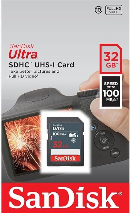 Buy SanDisk 32GB Ultra SDHC Memory Card Online | 100MB/s High-Speed SD Card for Cameras & Full HD Video