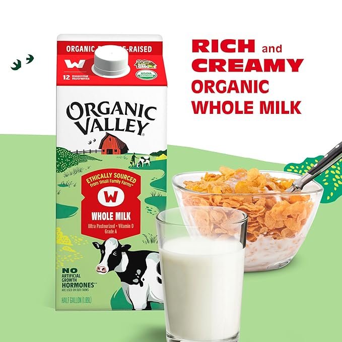 Buy Organic Valley Organic Whole Milk Online | USDA Organic Full Cream Milk 64 oz Half Gallon
