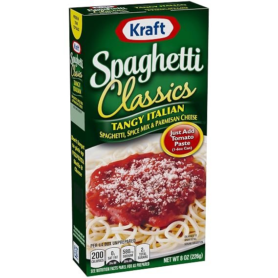 Buy Kraft Spaghetti Classics Tangy Italian Spaghetti Meal Mix Online | Parmesan Cheese & Italian Spice Pasta Mix 8 oz