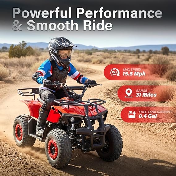 Buy 49cc Kids Gas ATV Online | All-Terrain Gas Powered 4-Wheeler with Hydraulic Brakes