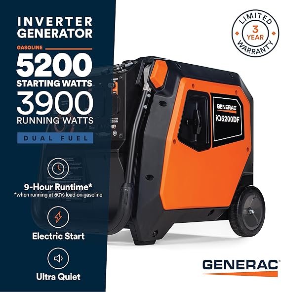 Buy Generac 5,200-Watt Dual-Fuel Portable Inverter Generator Online | Quiet Gas & Propane Backup Power