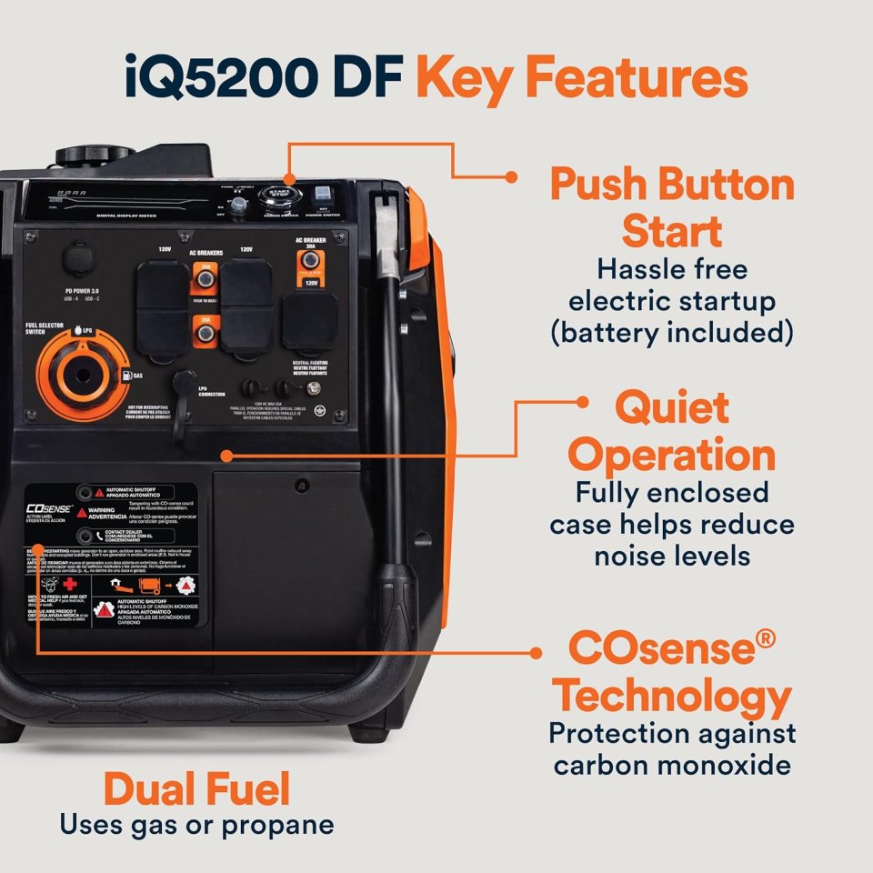 Buy Generac 5,200-Watt Dual-Fuel Portable Inverter Generator Online | Quiet Gas & Propane Backup Power