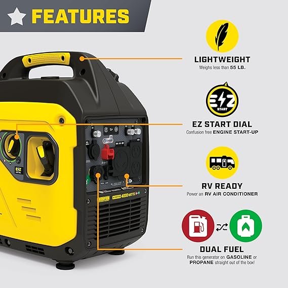 Buy Champion 4000-Watt Dual Fuel Portable Inverter Generator Online | RV Ready Quiet Generator with Gas & Propane
