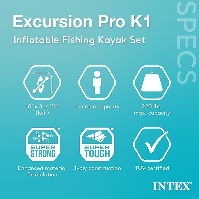 Buy INTEX Excursion Pro K1 Inflatable Kayak Set Online | 1-Person Fishing & Recreational Kayak with Paddles & Pump