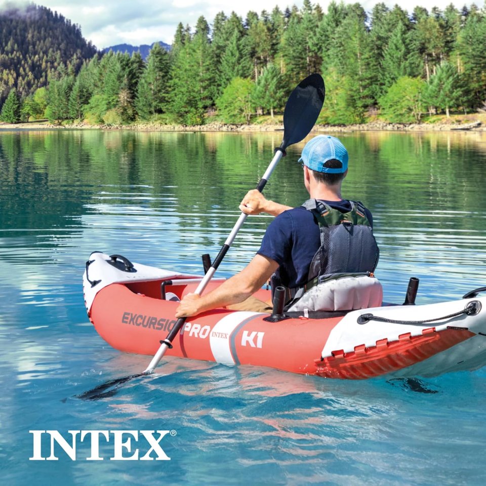 Buy INTEX Excursion Pro K1 Inflatable Kayak Set Online | 1-Person Fishing & Recreational Kayak with Paddles & Pump