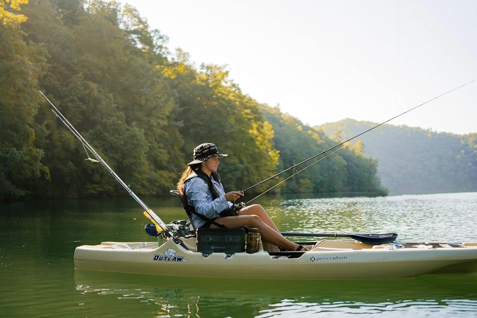 Buy Perception Outlaw 11.5 Sit-On-Top Fishing Kayak Online | Premium Angler Kayak with Lawn Chair Seat