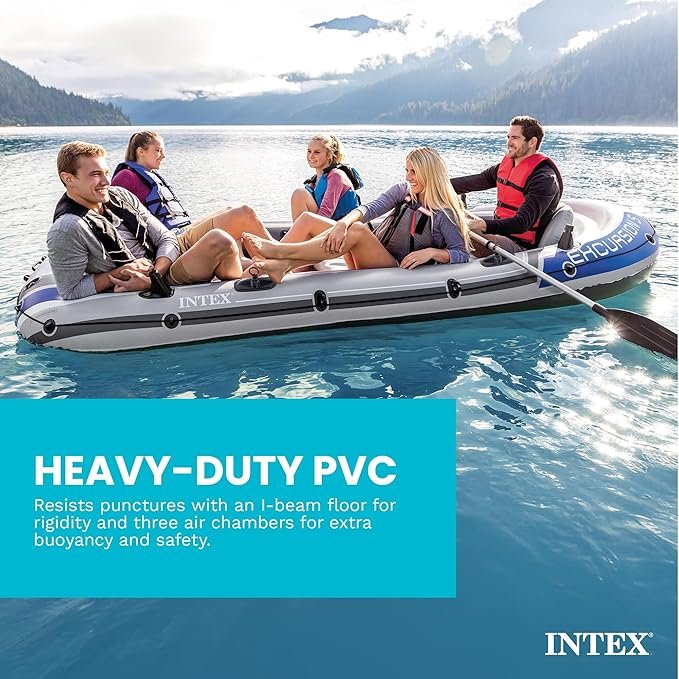 Buy Intex Excursion 5 Person Inflatable Boat Online | 5-Seater Fishing & Recreational Raft with Oars