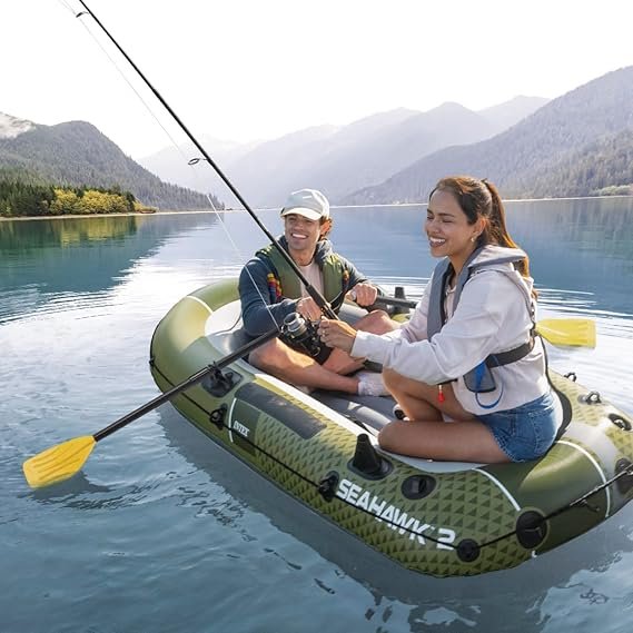 Buy Seahawk Inflatable Boat Online | Fishing & Recreational Inflatable Boat Set with Oars & Pump