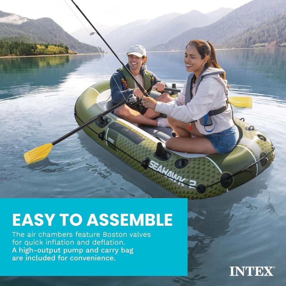 Buy Seahawk Inflatable Boat Online | Fishing & Recreational Inflatable Boat Set with Oars & Pump