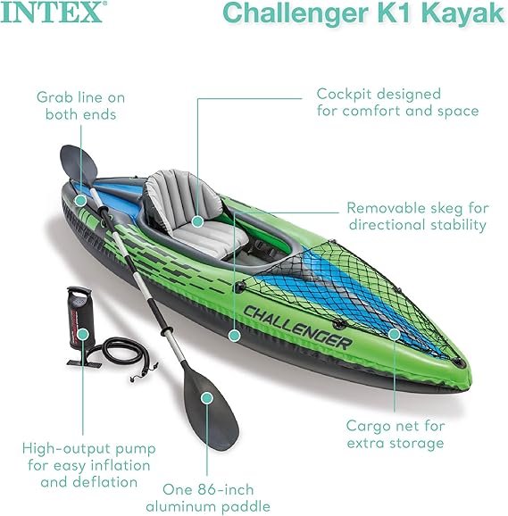 Buy INTEX Challenger Inflatable Kayak Online | Portable Recreational Kayak with Paddles & Pump