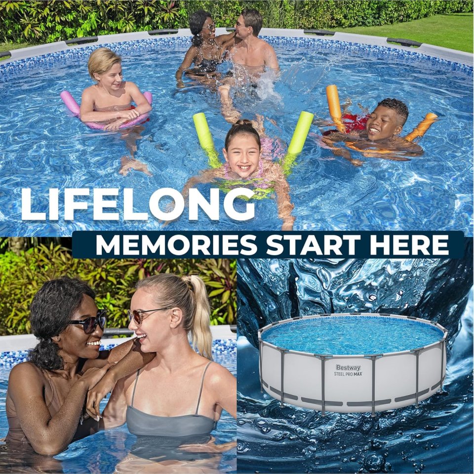 Buy Bestway Steel Pro MAX 15' x 48" Above Ground Swimming Pool Online | Round Family Pool with Filter Pump, Ladder & Cover