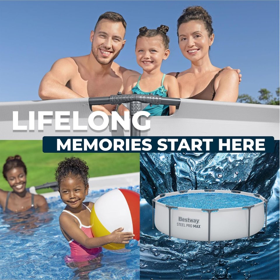 Buy Bestway Steel Pro MAX 10' x 30" Above Ground Swimming Pool Online | Round Family Pool with Filter Pump