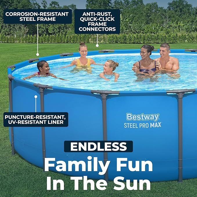 Buy Bestway Steel Pro MAX 15' x 48" Above Ground Swimming Pool Online | Round Backyard Pool (Pool Only)