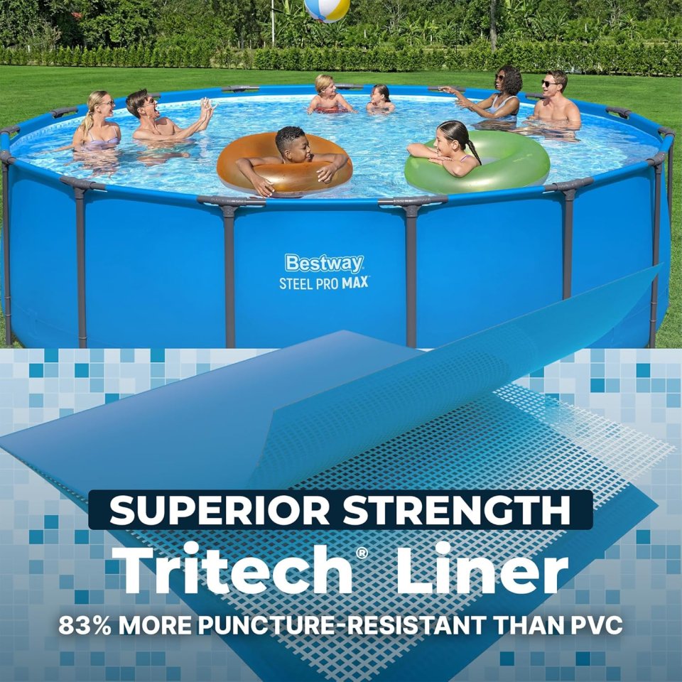 Buy Bestway Steel Pro MAX 15' x 48" Above Ground Swimming Pool Online | Round Backyard Pool (Pool Only)