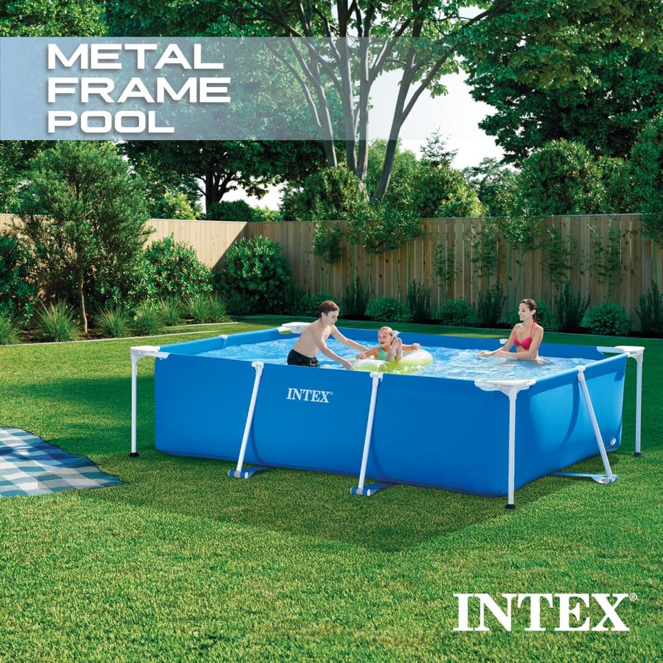 Buy INTEX Rectangular Frame Above Ground Swimming Pool Online | 9 ft 10 in Steel Frame Family Pool
